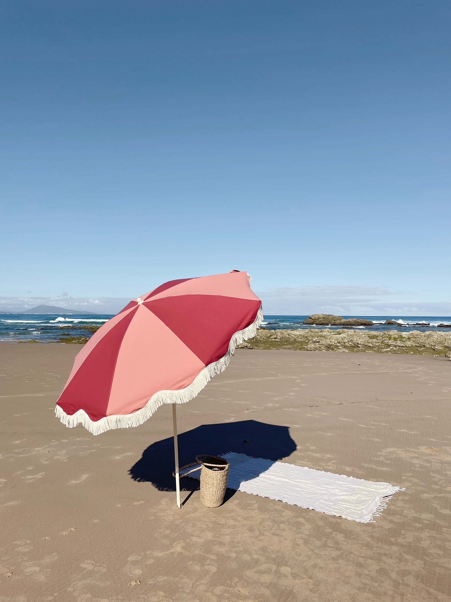 Parasol à franges bicolore